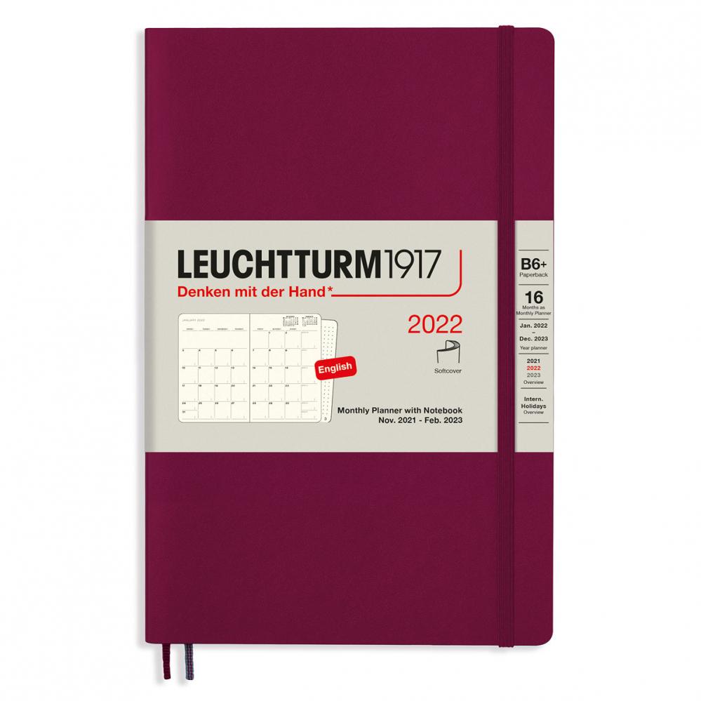 Kalender Leuchtturm1917 B6 Soft Monthly Planner 16m Port Red 2022