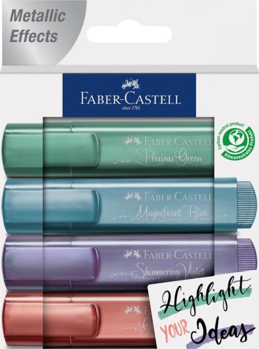 Överstrykningspenna Faber-Castell Metallic 4-pack