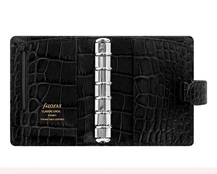 Filofax Classic Croc Pocket Ebony