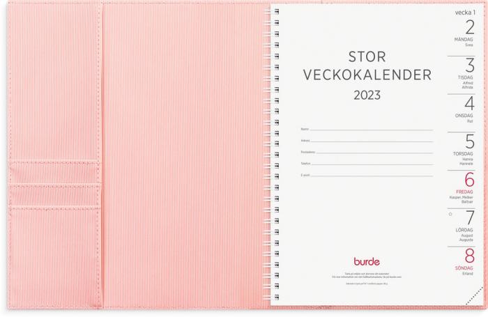 Stor Veckokalender rosa konstlder Amelia 2023 med slejf