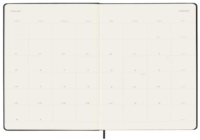 Moleskine Monthly Notebook svart hard XL 2023