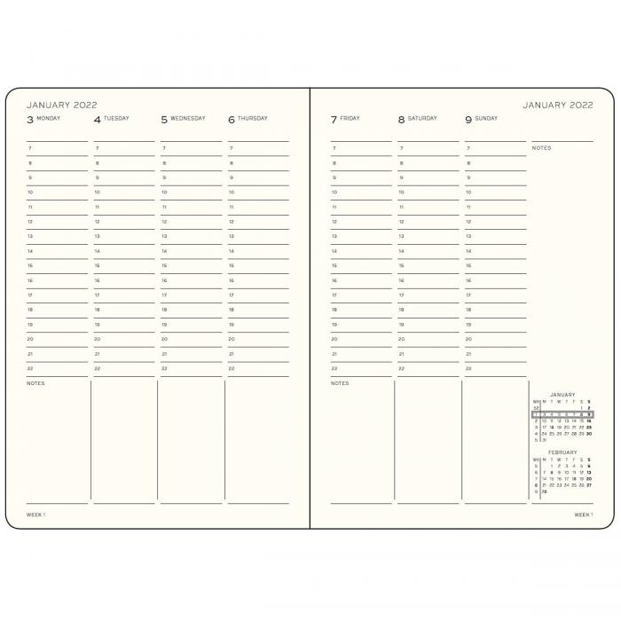 Leuchtturm Week planner A6 black 2022