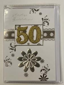 Grattiskort med kuvert - 50 år blomma