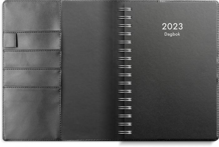 Dagbok svart konstldermed slejf 2023