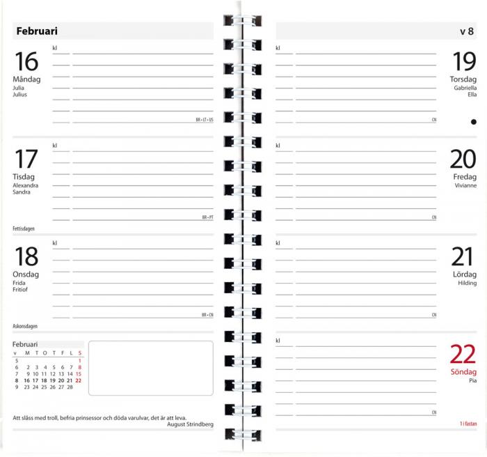 Planner Systemkalender svart skinn 2021