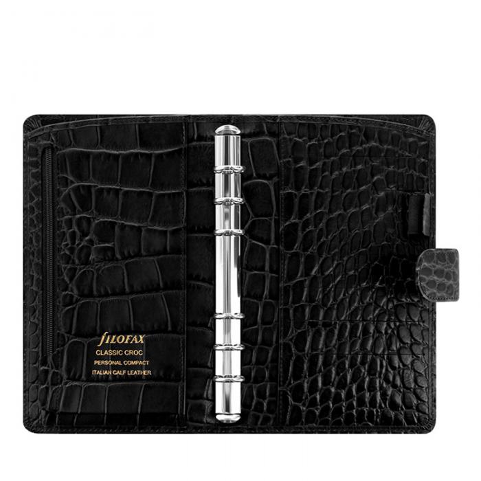 Filofax Classic Croc Personal Compact Ebony