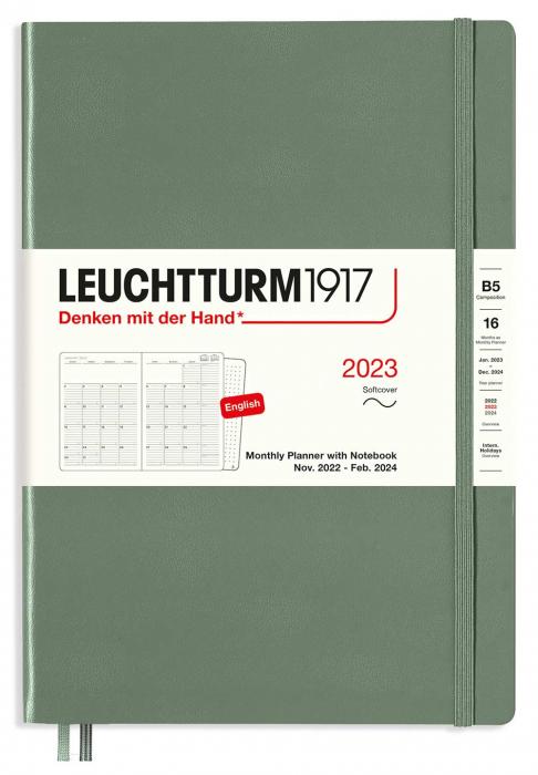 Leuchtturm1917 Leuchtturm1917 B5 Soft Mnad/Uppslag 16m Olive 2023 - Kalenderkungen.se