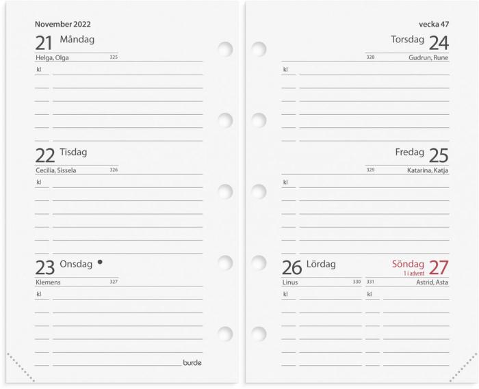 Mini Systemkalender beige konstläder Tora 2022