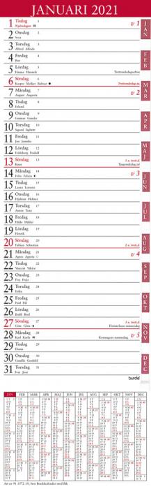 stor bordskalender med flik 2021