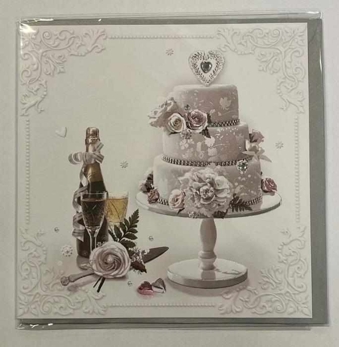 Bröllopskort med kuvert - Bröllopstårta