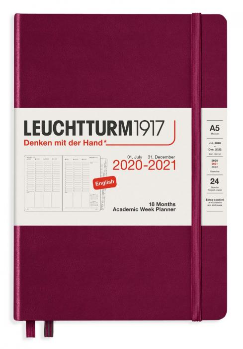 Leuchtturm1917 Kalender 2020-21 Leuchtturm1917 A5 v/u Port Red - Kalenderkungen.se
