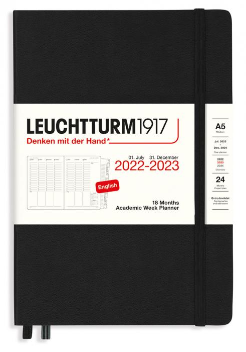 Kalender 2022-23 Leuchtturm1917 A5 vecka/uppslag Black