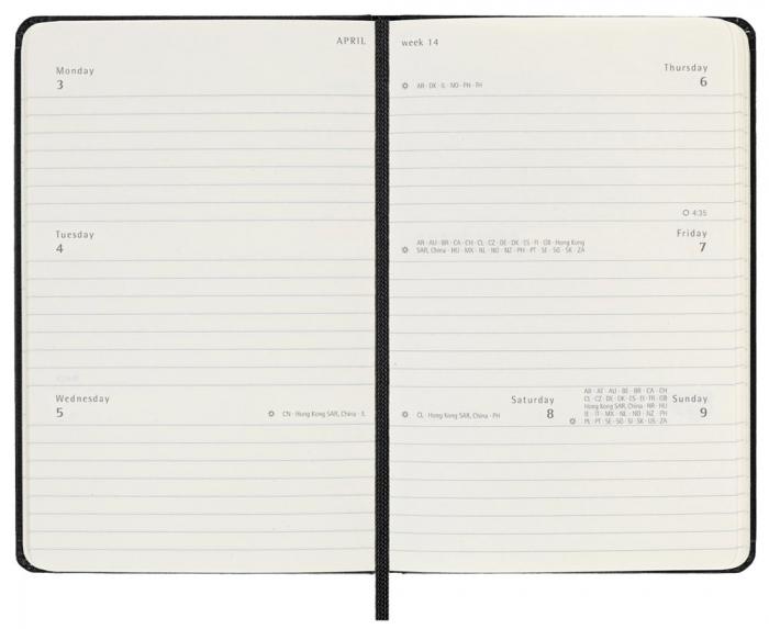 Moleskine Horizontal Weekly Black Hard pocket 2023