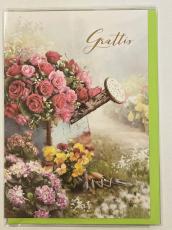 Grattiskort Flower med kuvert - Hortensia, penséer & rosor
