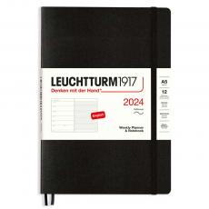Leuchtturm1917 A5 vecka/notes Soft Black 2024 