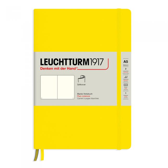 Leuchtturm Notebook A5 soft lemon olinjerad