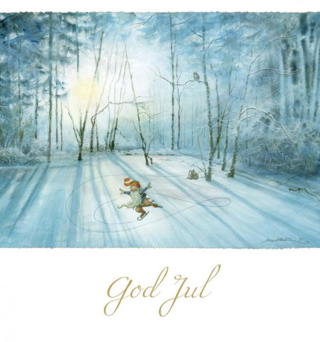 Julkort Unicef 10pack Tomte åker skridsko/ Tomte på väg