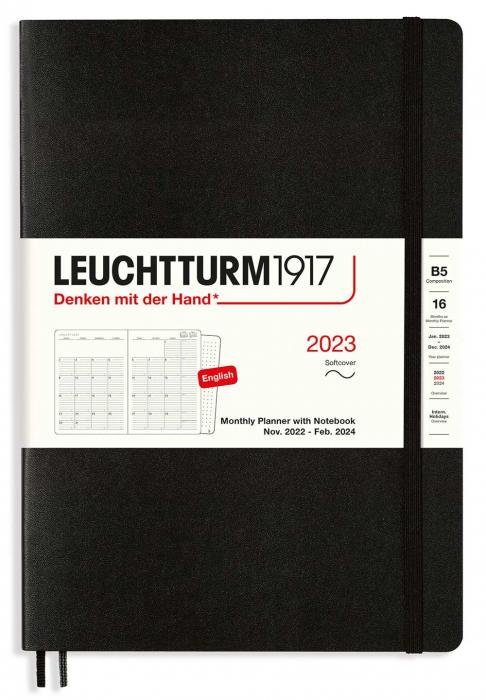 Leuchtturm1917 Leuchtturm1917 B5 Soft Månad/Uppslag 16m Black 2023 - Kalenderkungen.se