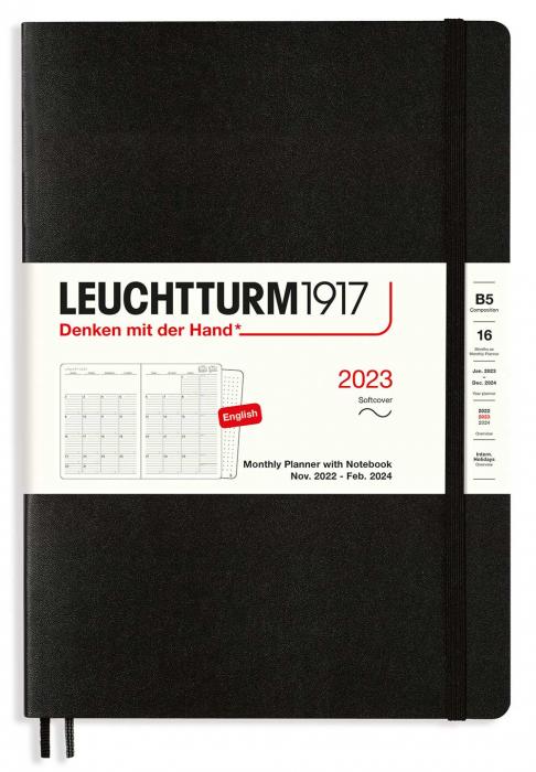 Leuchtturm1917 Leuchtturm1917 B5 Soft Mnad/Uppslag 16m Black 2023 - Kalenderkungen.se