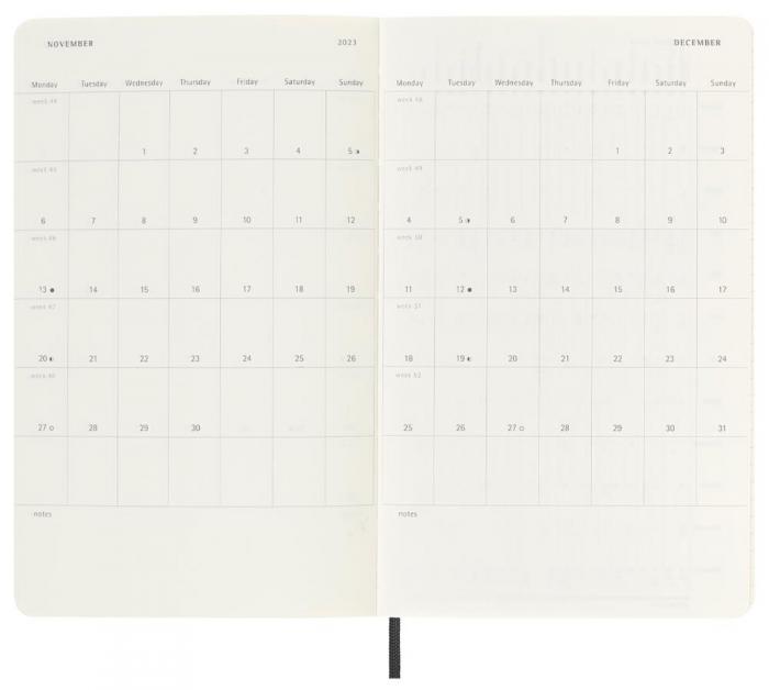 Moleskine Weekly notebook Large Black Soft 2023