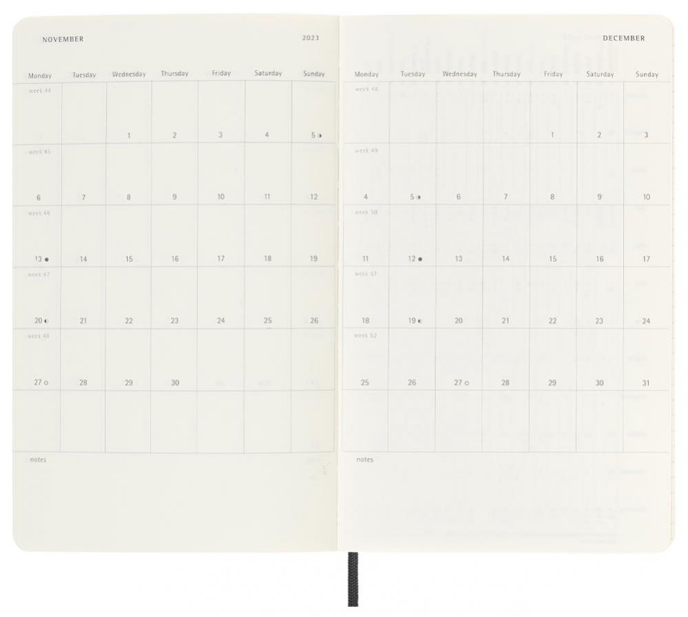 Moleskine Weekly notebook Large Black Soft 2023