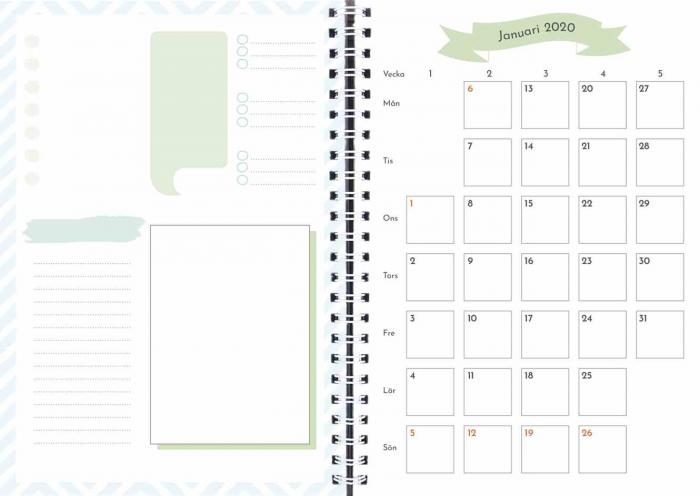 Burde Publishing AB Life Planner Fitness week A6 2020 - Kalenderkungen.se