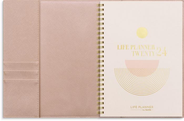 Life Planner Pink A5 rosa konstlder Tora med slejf 2024
