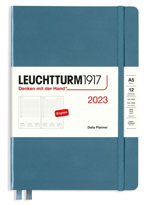 Kalender Leuchtturm1917 A5 Daily Planner Stone Blue 2023