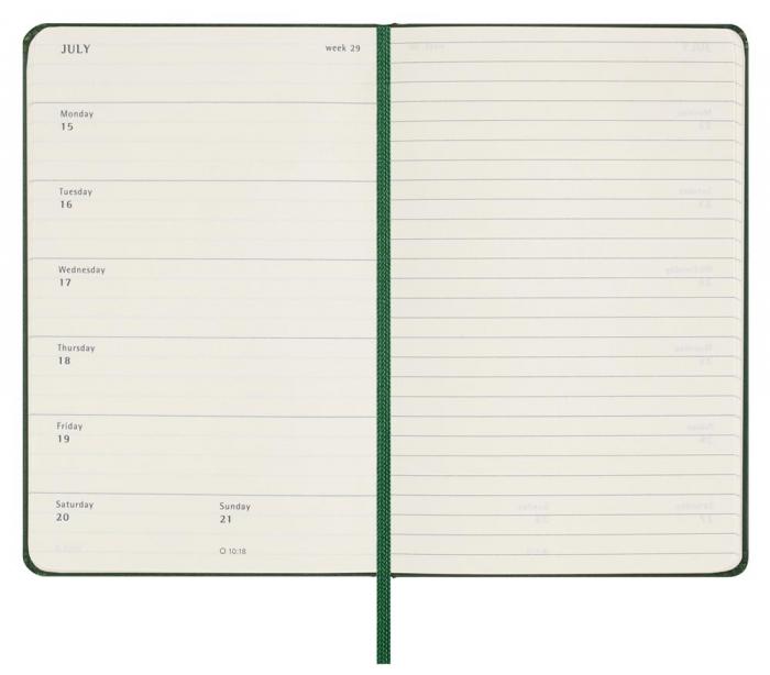Moleskine Weekly Notebook Myrtle Green hard pocket 2024 