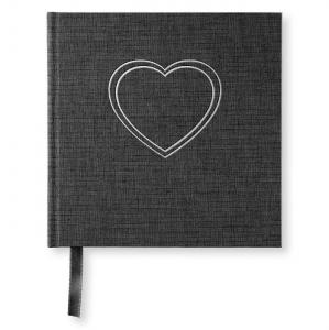 Olinjerad Blank Book Heart Transparent Black