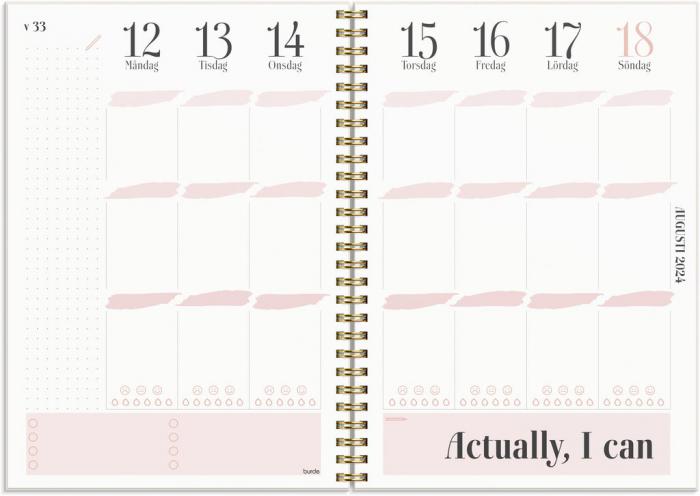 Life Planner Pink A5 rosa konstlder Tora med slejf 2024