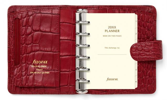 Filofax Classic Croc Pocket Cherry