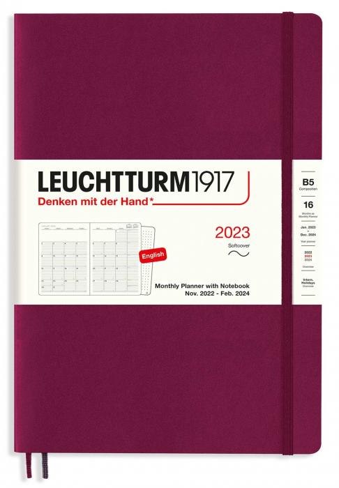 Leuchtturm1917 Leuchtturm1917 B5 Soft Mnad/Uppslag 16m Port Red 2023 - Kalenderkungen.se