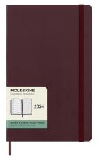 Moleskine Weekly Notebook Bergundy hard Large 2024 