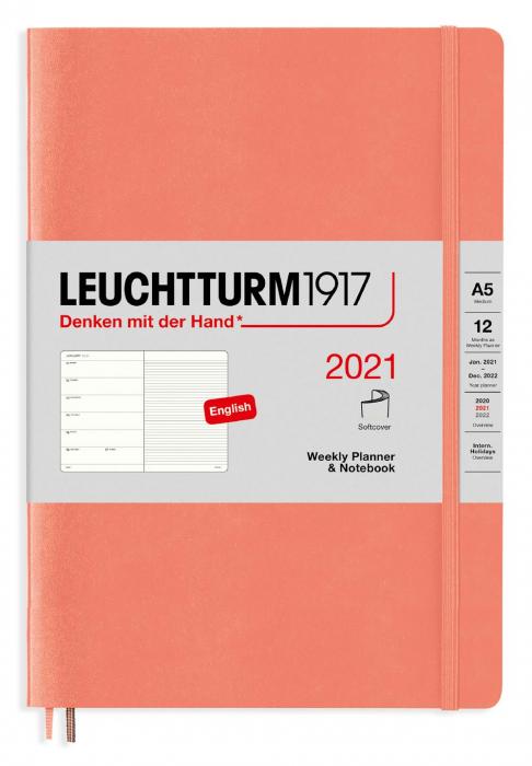 Kalender 2021 Leuchtturm1917 A5 vecka/notesuppslag bellini Soft