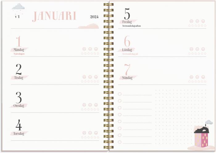 Life Planner Pink, horisontell 2024