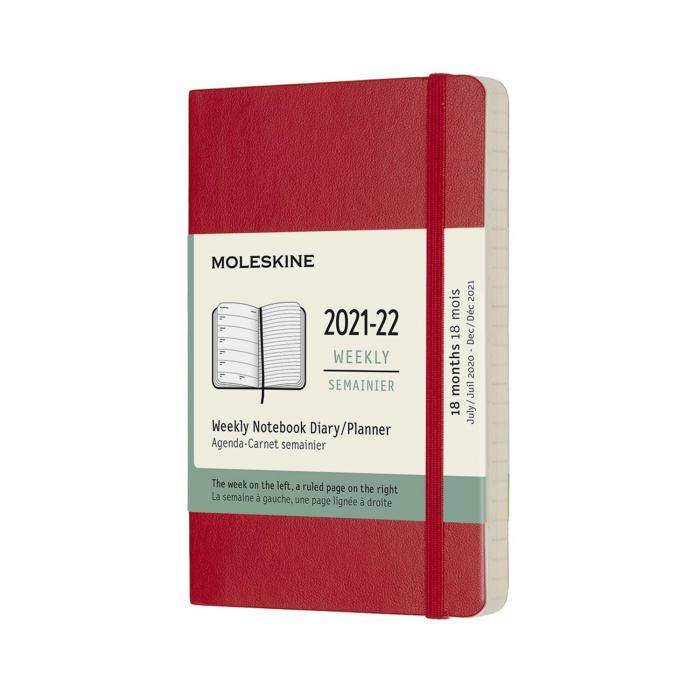 Moleskine Veckokalender Pocket soft 21/22 Röd