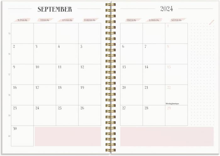 Life Planner Pink A5 rosa konstlder Tora med slejf 2024