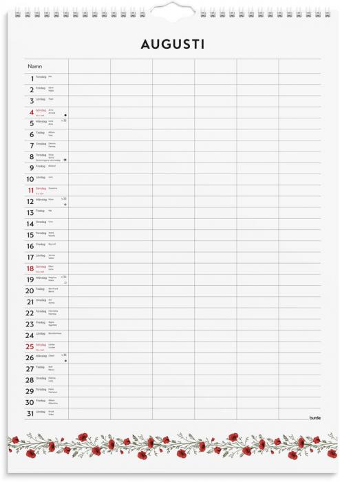 Familjekalender 2024 Illustrerad blomster