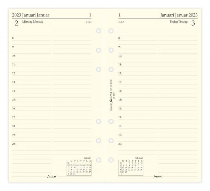 Filofax dagbok personal dag/sida 2023