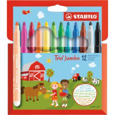 Färgpennor Stabilo Trio Jumbo 12-pack