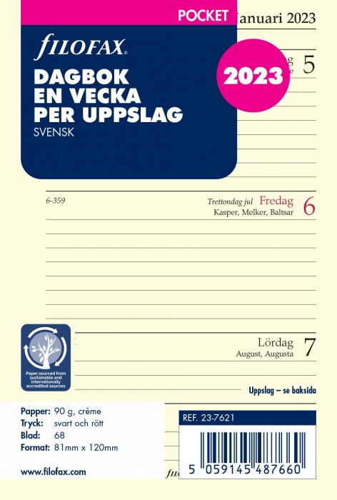 Filofax dagbok Pocket 2023 V/U