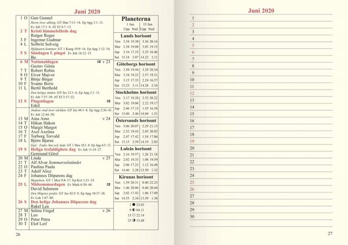 Almanacksfrlaget Vanliga almanackan 2020 - Kalenderkungen.se
