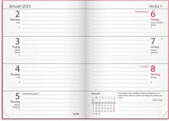 Lilla Fickdagboken Vega rosa 2023