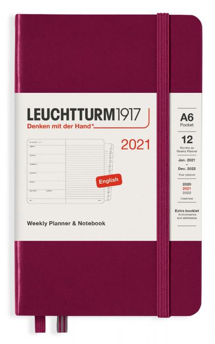 Kalender 2021 Leuchtturm1917 A6 vecka/uppslag Port Red