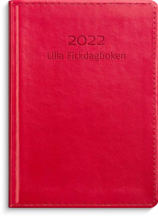 Lilla Fickdagboken rött konstläder 2022