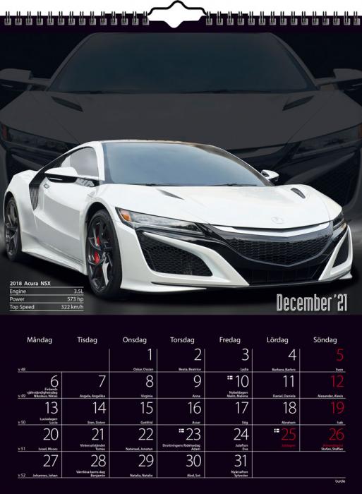 Väggkalender Bilar 2021