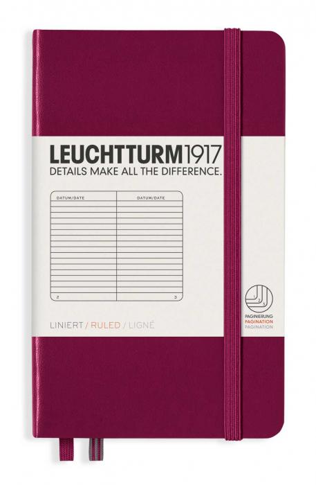 Leuchtturm A6 hard 185s Port Red linjerad 