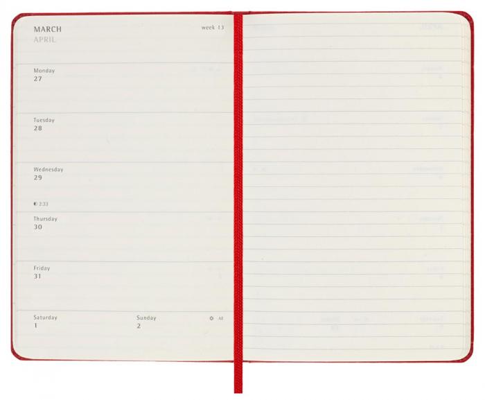Moleskine Weekly Notebook Red hard pocket 2023