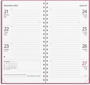 Fickkalender Master rosa konstläder Alpha 2022